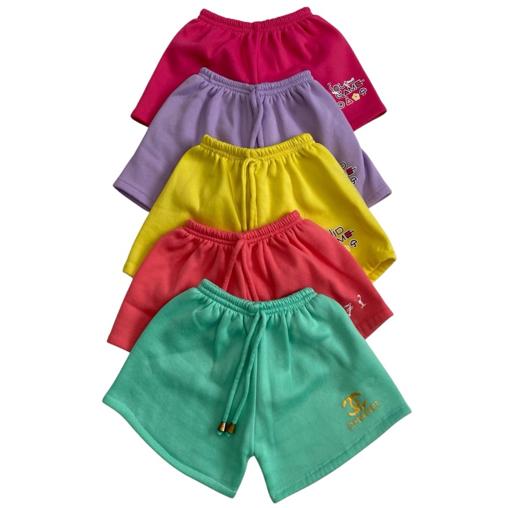 Bundle of 5 Girl Size 6/7 Summer Shorts Multicolor Drawstring Elastic Waistband